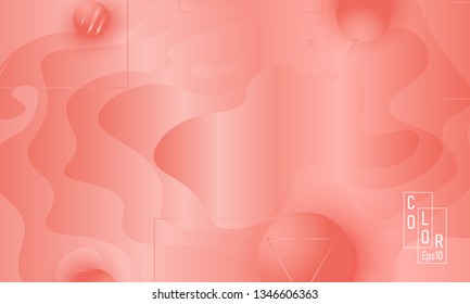 Pink fluid pattern. Coral background. Vector illustration. Coral color gradient.