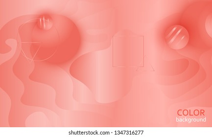 Pink fluid pattern. Coral background. Vector illustration. Coral color gradient.