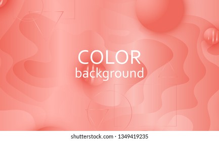 Pink fluid pattern. Coral background. Vector illustration. Coral color gradient.