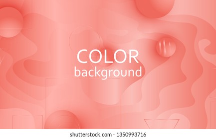 Pink fluid pattern. Coral background. Vector illustration. Coral color gradient.