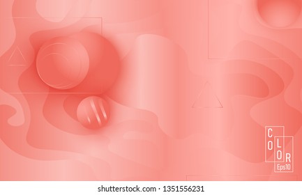 Pink fluid pattern. Coral background. Vector illustration. Coral color gradient.