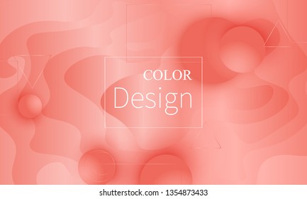 Pink fluid pattern. Coral background. Vector illustration. Coral color gradient.
