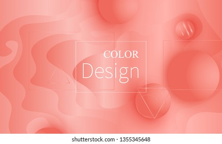 Pink fluid pattern. Coral background. Vector illustration. Coral color gradient.