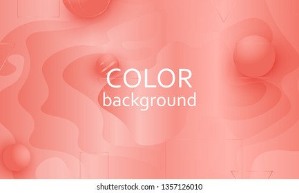 Pink fluid pattern. Coral background. Vector illustration. Coral color gradient.
