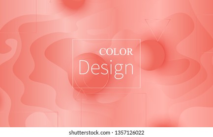 Pink fluid pattern. Coral background. Vector illustration. Coral color gradient.