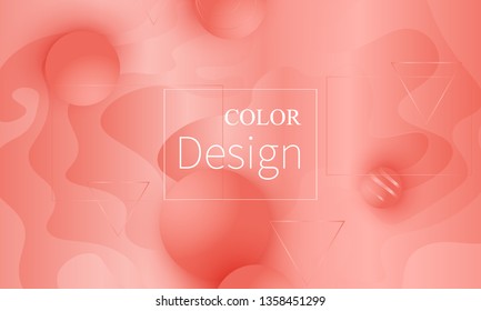 Pink fluid pattern. Coral background. Vector illustration. Coral color gradient.