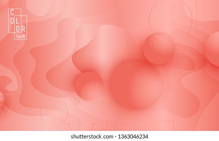 Pink fluid pattern. Coral background. Vector illustration. Coral color gradient.