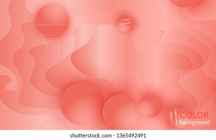 Pink fluid pattern. Coral background. Vector illustration. Coral color gradient.