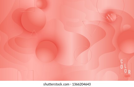 Pink fluid pattern. Coral background. Vector illustration. Coral color gradient.
