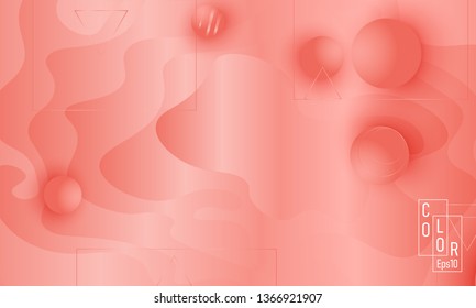 Pink fluid pattern. Coral background. Vector illustration. Coral color gradient.