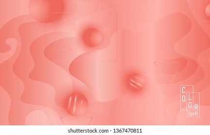 Pink fluid pattern. Coral background. Vector illustration. Coral color gradient.