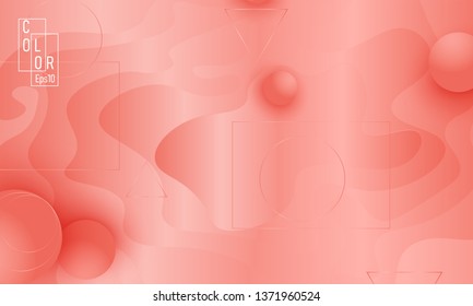 Pink fluid pattern. Coral background. Vector illustration. Coral color gradient.