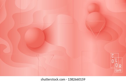 Pink fluid pattern. Coral background. Vector illustration. Coral color gradient.