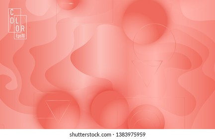 Pink fluid pattern. Coral background. Vector illustration. Coral color gradient.