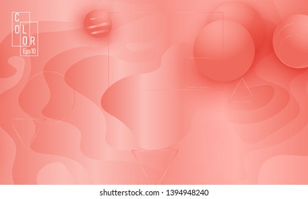 Pink fluid pattern. Coral background. Vector illustration. Coral color gradient.