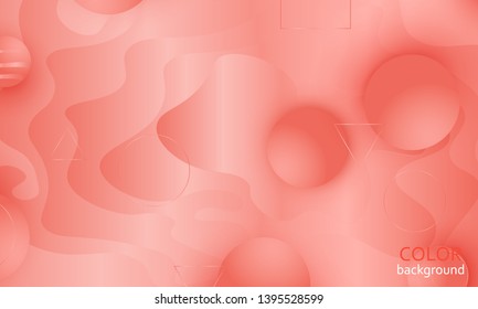 Pink fluid pattern. Coral background. Vector illustration. Coral color gradient.