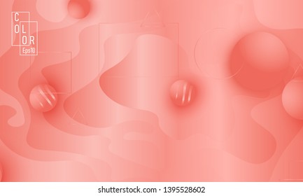Pink fluid pattern. Coral background. Vector illustration. Coral color gradient.