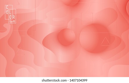 Pink fluid pattern. Coral background. Vector illustration. Coral color gradient.
