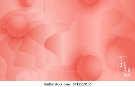 Pink fluid pattern. Coral background. Vector illustration. Coral color gradient.