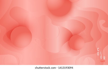 Pink fluid pattern. Coral background. Vector illustration. Coral color gradient.