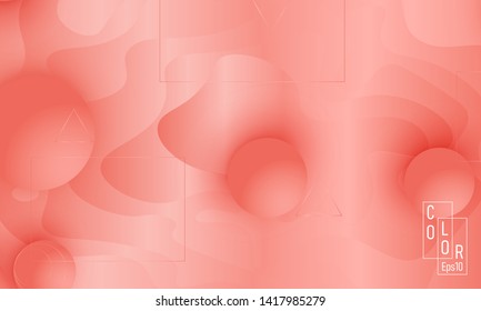 Pink fluid pattern. Coral background. Vector illustration. Coral color gradient.