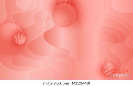 Pink fluid pattern. Coral background. Vector illustration. Coral color gradient.