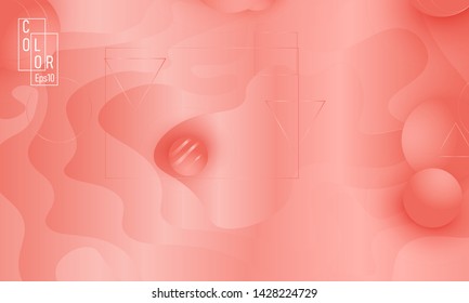 Pink fluid pattern. Coral background. Vector illustration. Coral color gradient.