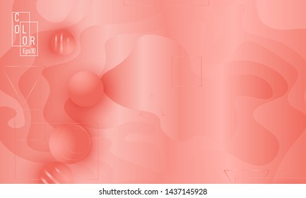 Pink fluid pattern. Coral background. Vector illustration. Coral color gradient.