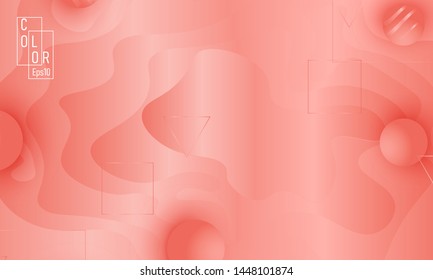 Pink fluid pattern. Coral background. Vector illustration. Coral color gradient.