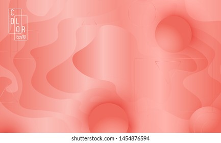 Pink fluid pattern. Coral background. Vector illustration. Coral color gradient.