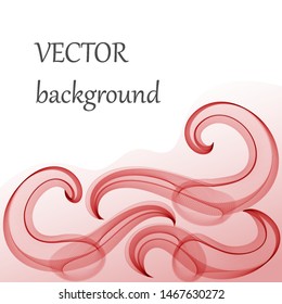 Pink fluttering waves in an angular arrangement isolated on a white background. Abstract romantic pink background.