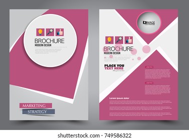 Pink flyer template design. Brochure abstract background for business, education, presentation, advertisement. Corporate identity style concept. Editable vector illustration.