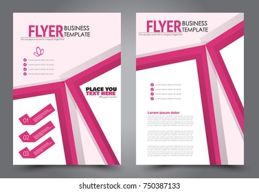 Pink flyer template design. Brochure abstract background for business, education, presentation, advertisement. Corporate identity style concept. Editable vector illustration.