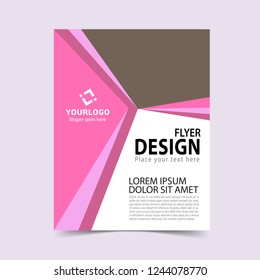 Pink flyer template. Vector illustration.