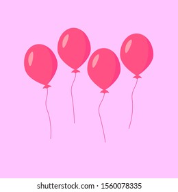 Pink flying balls for Valentine's Day. Love. Vector.