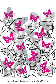 Pink flying butterflies vector