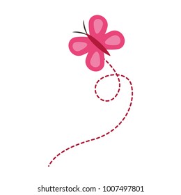 pink flying butterfly cute insect cartoon