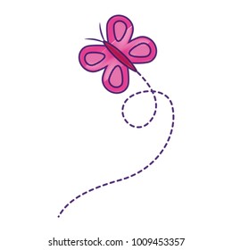 pink flying butterfly cute insect cartoon