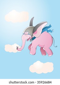 pink flying elephant