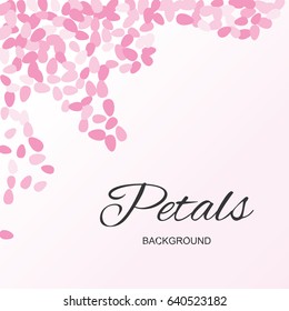 Pink Flying Petals Background. Festive Summer Floral Texture. Vector Illustration