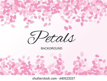 Pink Flying Petals Background. Festive Summer Floral Texture. Vector Illustration