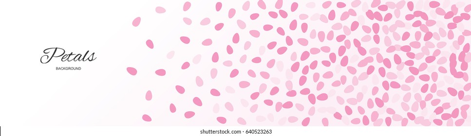 Pink Flying Petals Background. Festive Summer Floral Texture. Vector Illustration