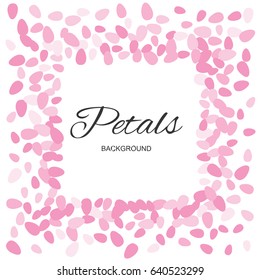 Pink Flying Petals Background. Festive Summer Floral Texture. Vector Illustration