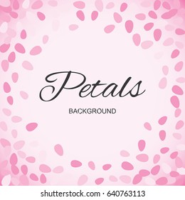 Pink Flying Petals Background. Festive Summer Floral Texture. Vector Illustration