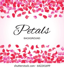 Pink Flying Petals Background. Festive Summer Floral Texture. Vector Illustration