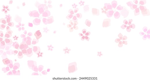 pink flying petals of sakura. Seamless background. Vector  Flower flying background. Pink rose composition. 