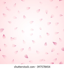 Pink flying petals of sakura. Vector. 