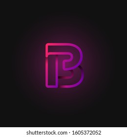 Pink folded line character from a fontset, vector illustration