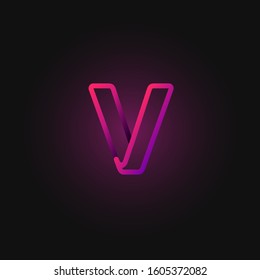 Pink folded line character from a fontset, vector illustration