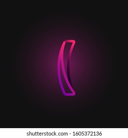 Pink folded line character from a fontset, vector illustration